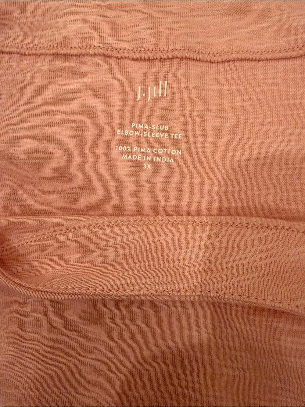 J. Jill Pima-Slub Elbow-Sleeve Tee in Salmon Pink - 100% Pima Cotton - Size 3X - Picture 2 of 7